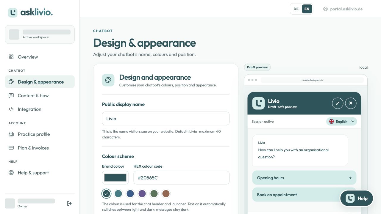 Asklivio portal: Your name. Your colours. Your assistant.